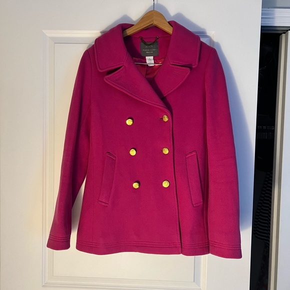 J Crew bright pink Pea Coat size 10 tall - Picture 1 of 4